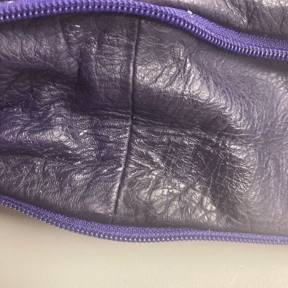 BORSE IN PELLE,Purple/BlueLeather Purse,OrangeSuedeInterior,15X3X8.5,Brand Stamp - Picture 4 of 16